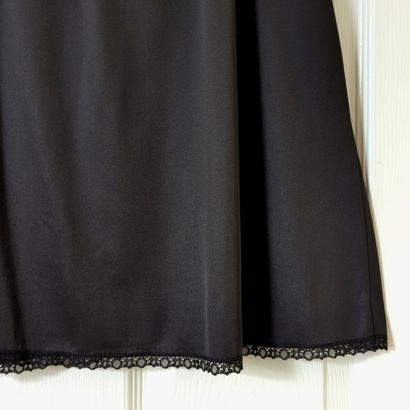 Vanity Fair 80's Vintage Silky Lace Trim High Waisted Mini Slip Skirt Black L - Picture 5 of 8